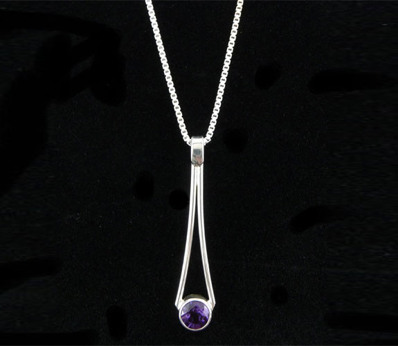 Jeff Mckenzie - Sterling Silver & Amethyst Gemdrop Necklace